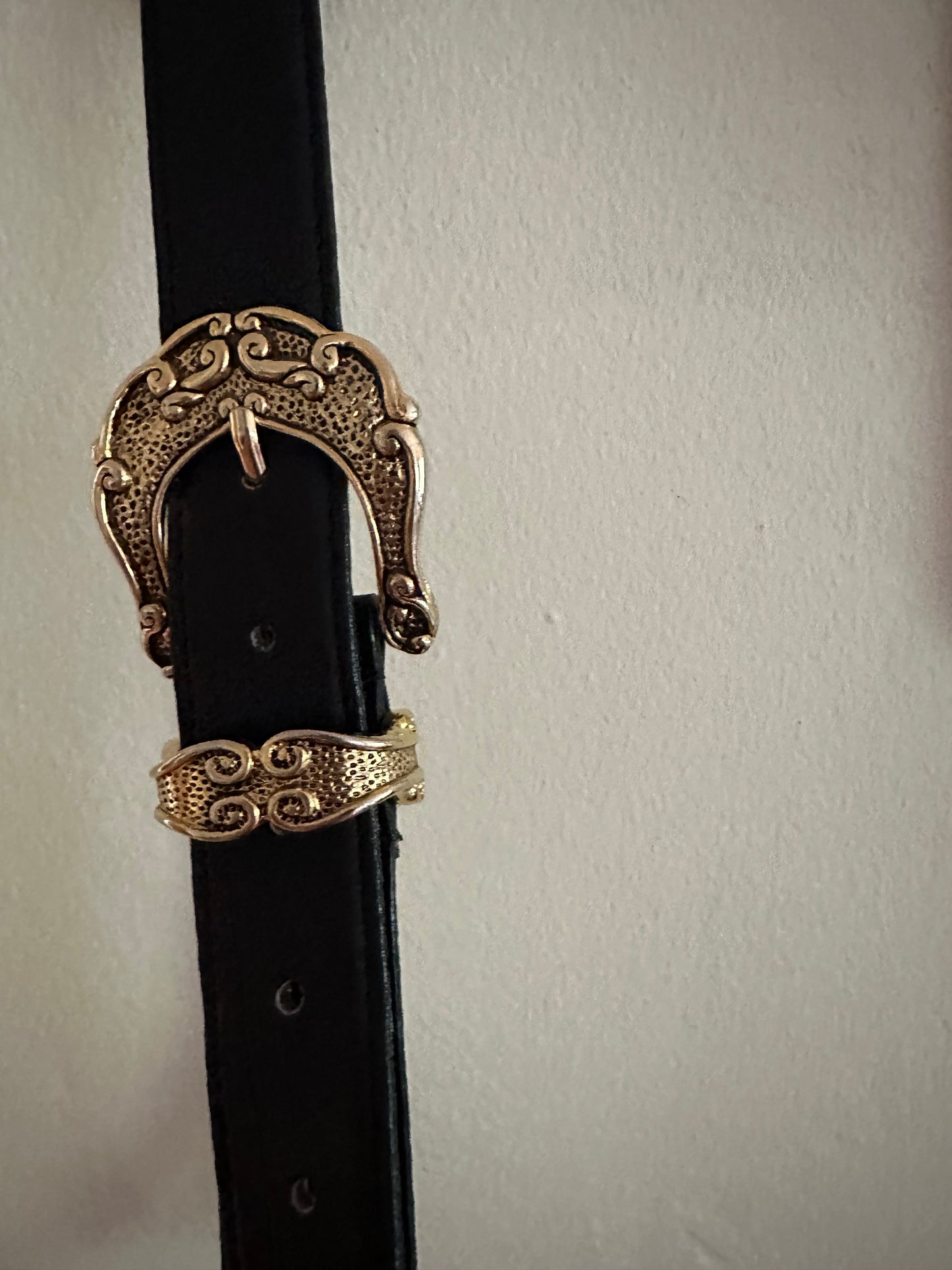 Belt: Black Leather with Gold Detailing