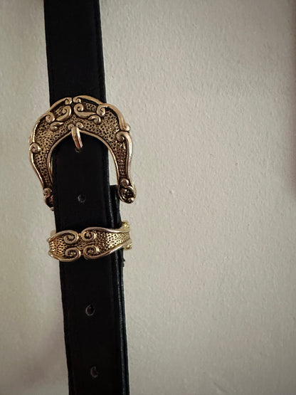 Belt: Black Leather with Gold Detailing