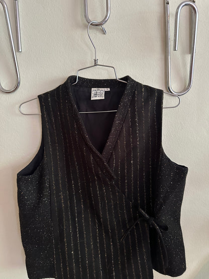 90s/Y2K Black Wool Side Tie Vest