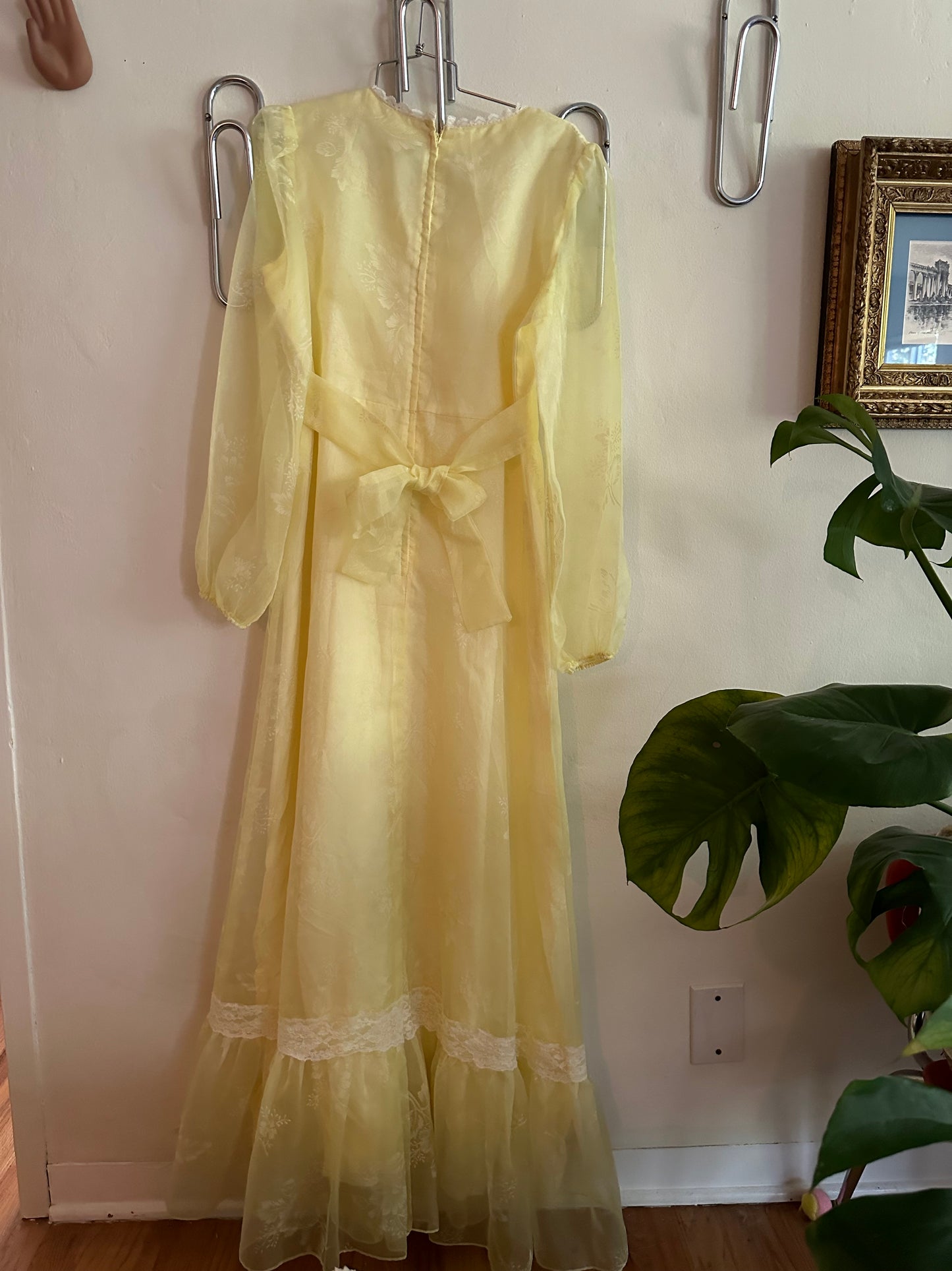 70s Yellow Chiffon Dress