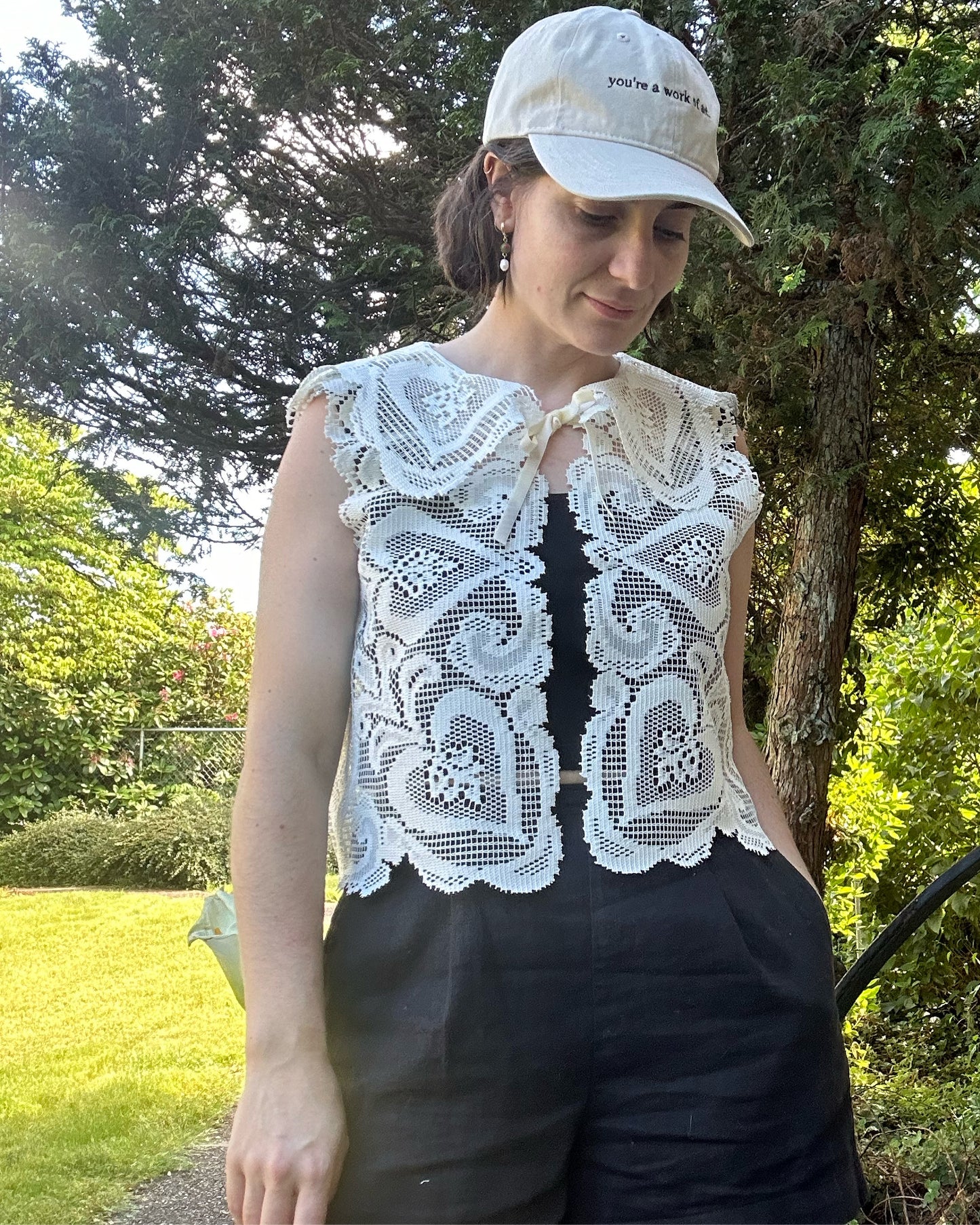 Upcycled Lace Tablecloth Shirt