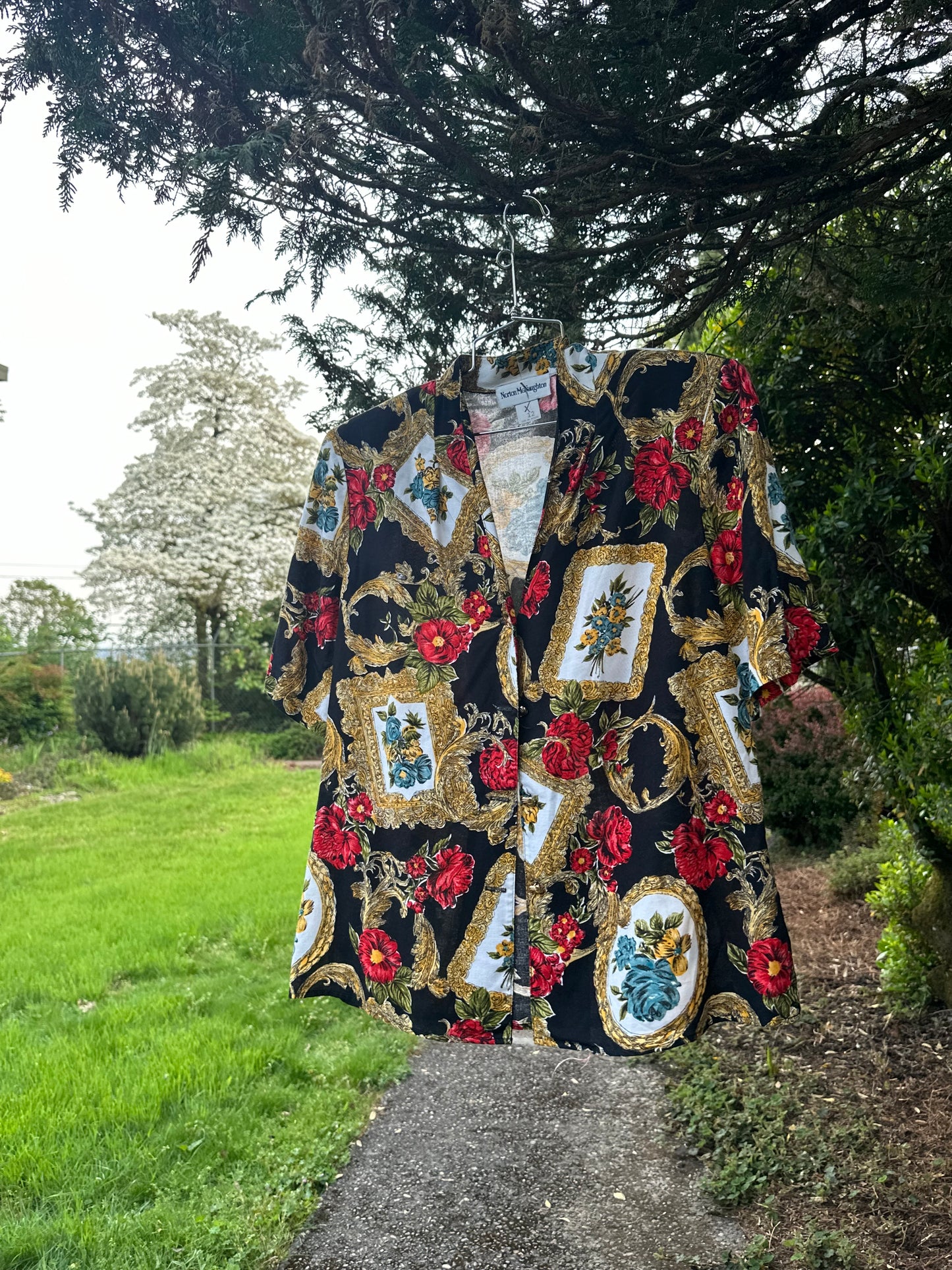80s/90s Black Frame Floral Shirt