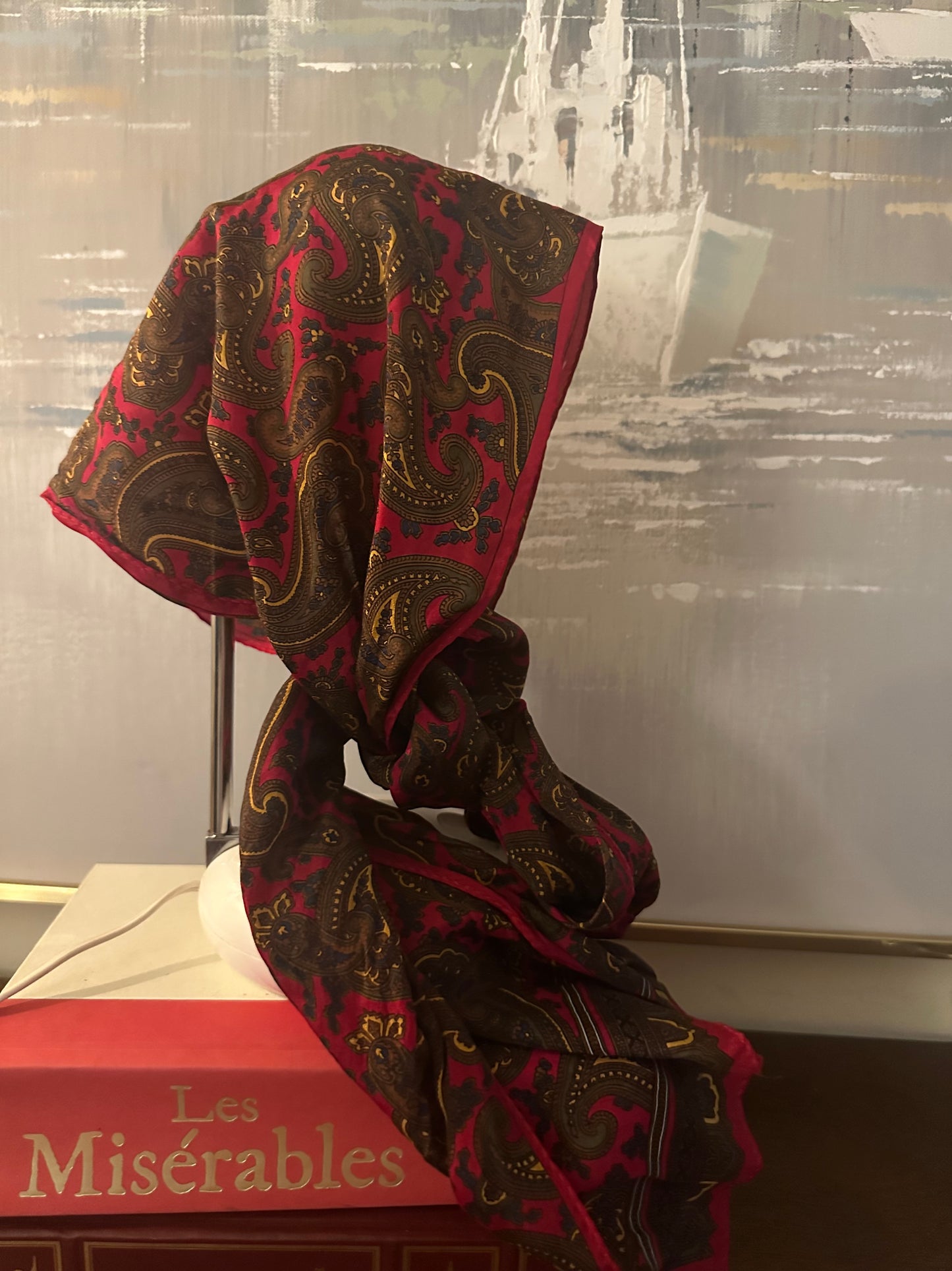 Red Paisley Silk Scarf