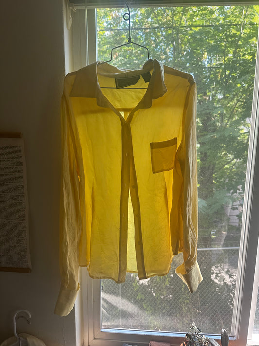 90s Yellow Silk Shirt