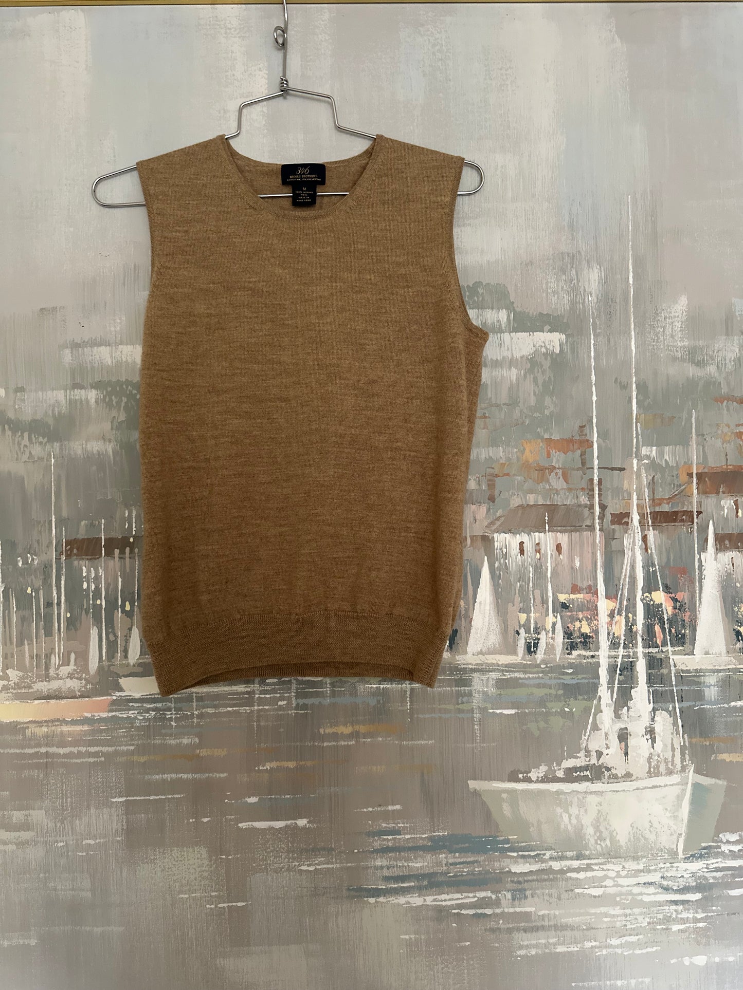 Tan Brooks Brothers Merino Wool Sweater Vest