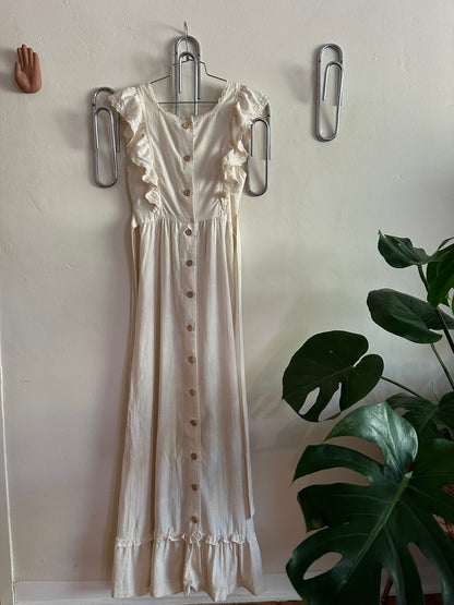 70s White Apron Dress