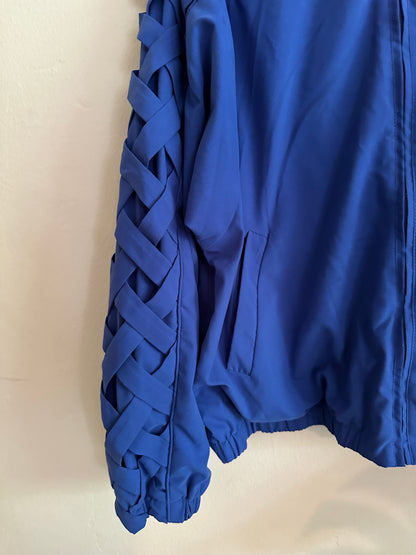 80s/90s Blue Windbreaker with Lattice Sleeves