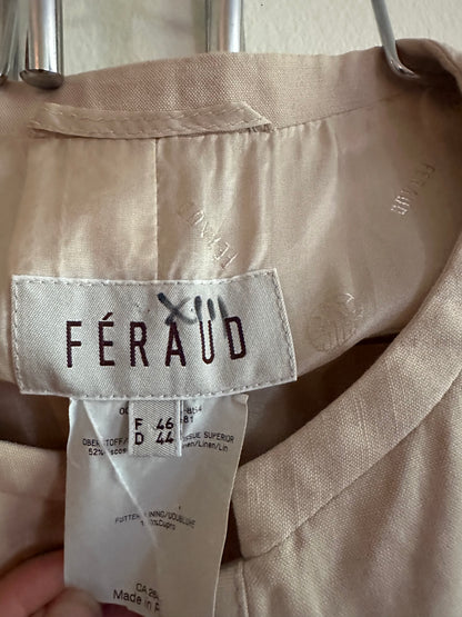 90s Tan Linen Louis Feraud Skirt Suit