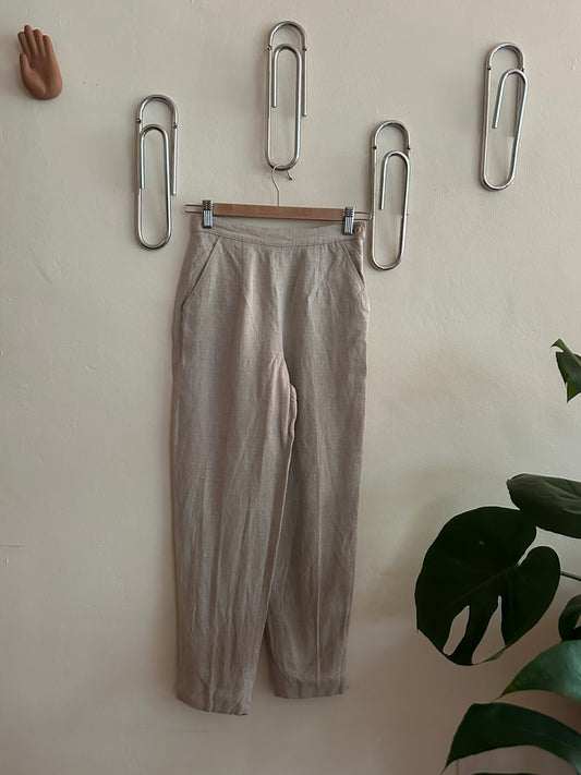 Tan Linen Blend Capris