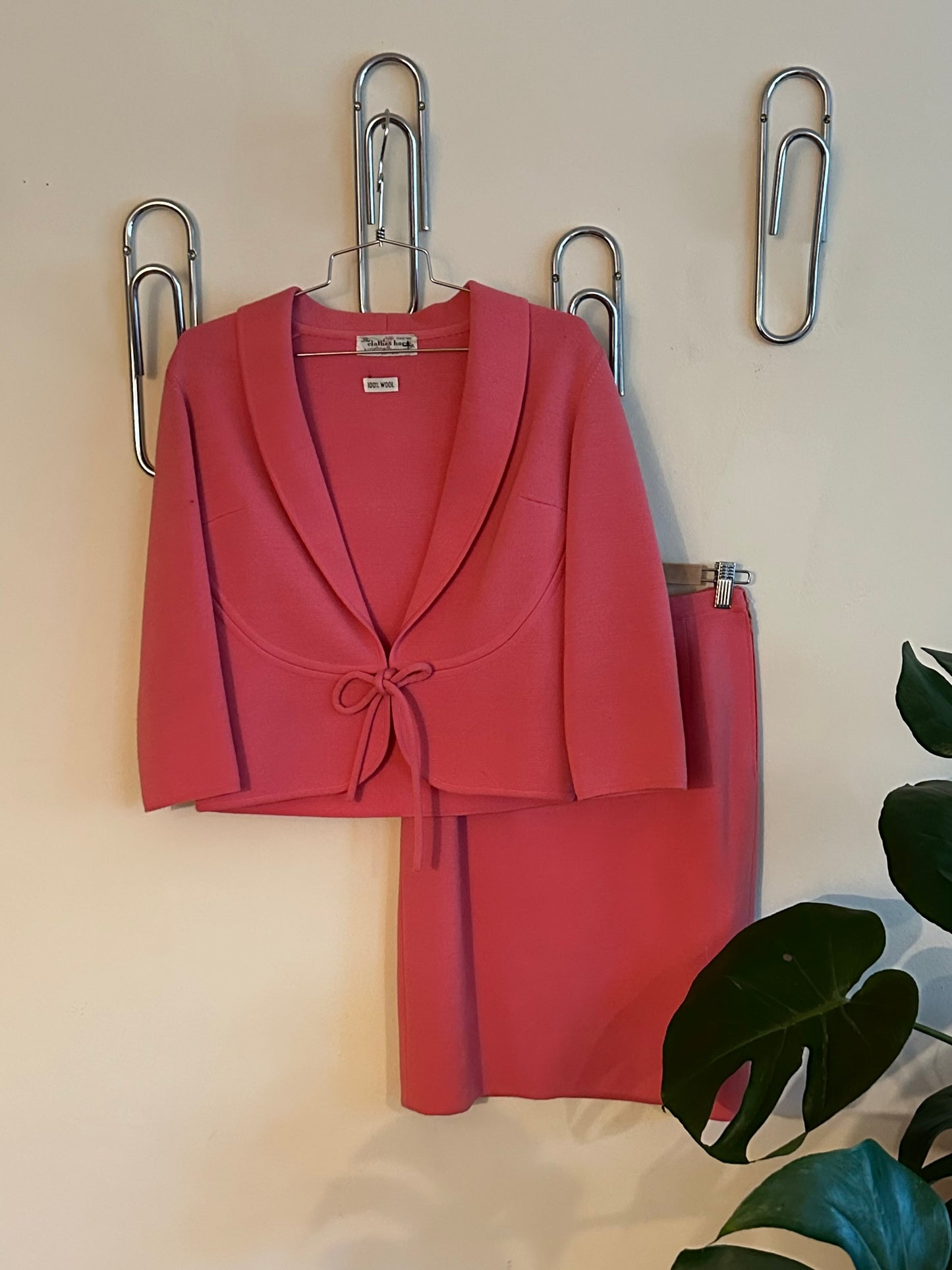 60s Pink Wool Skirt Suit Set