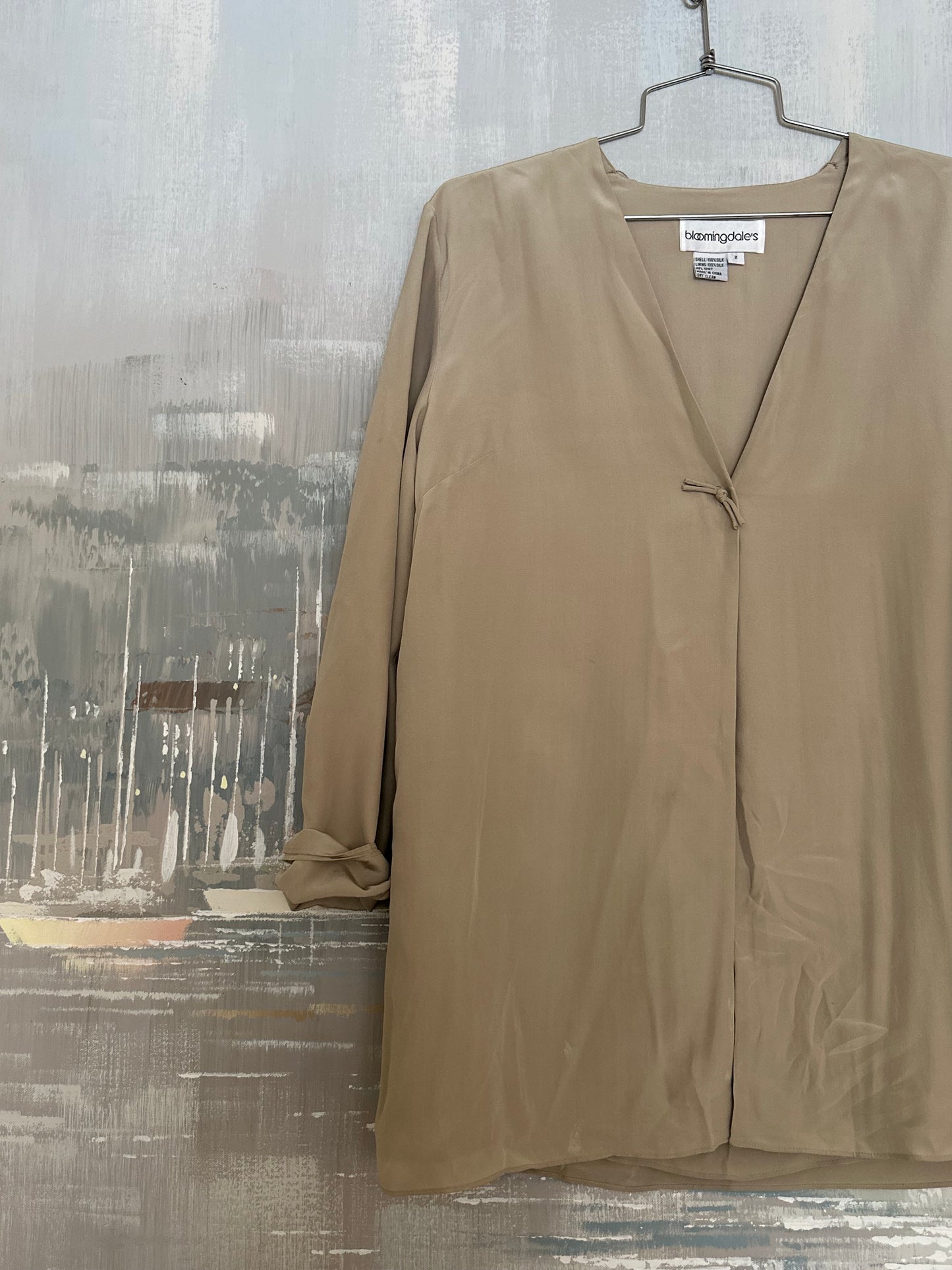 90s Tan Silk Bloomingdale’s Top