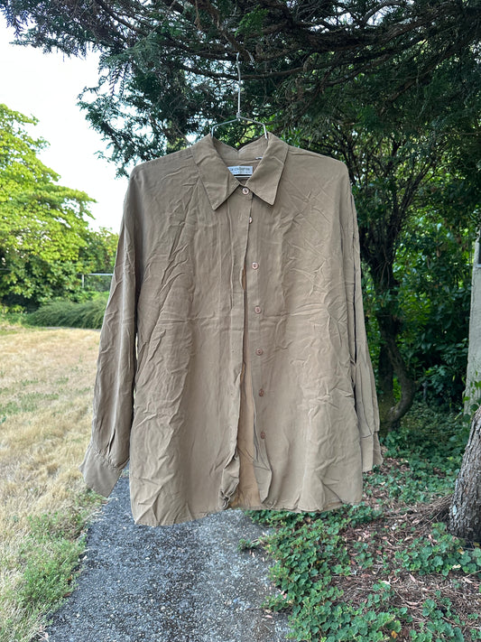 90s Tan Silk Shirt