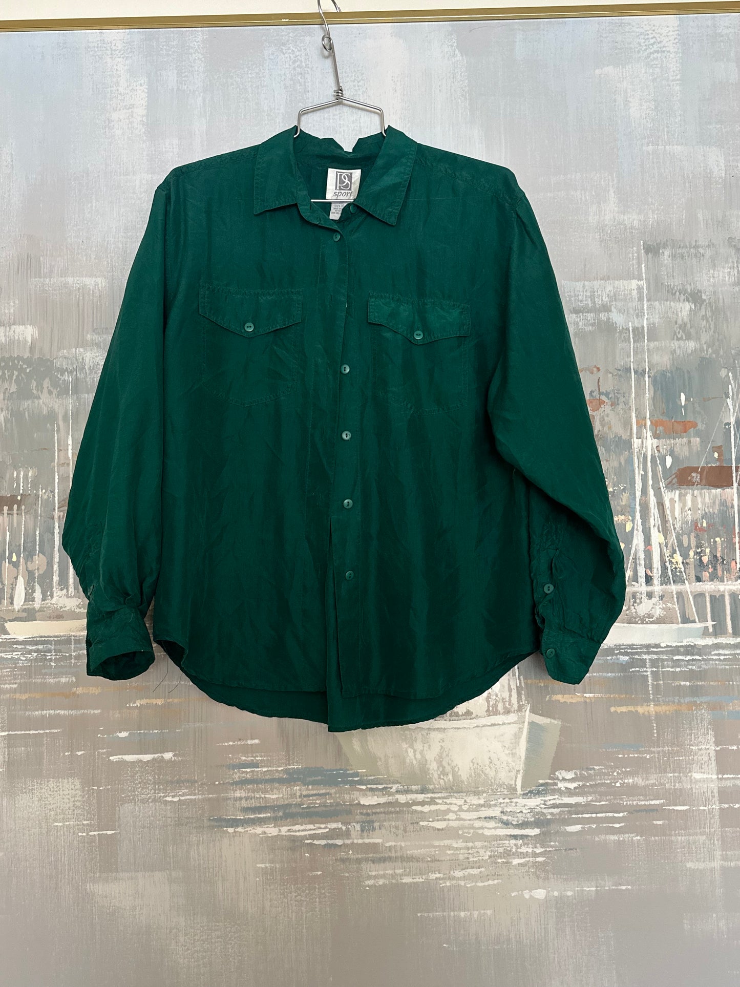 90s Green Silk Shirt