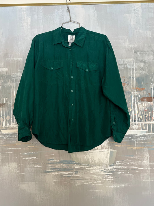 90s Green Silk Shirt