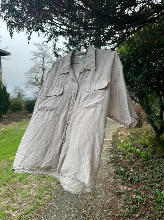 90s Tan Silk Shirt