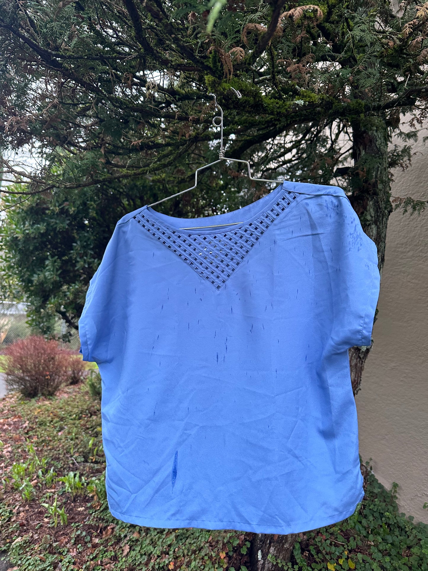 80s Blue Silk Blouse