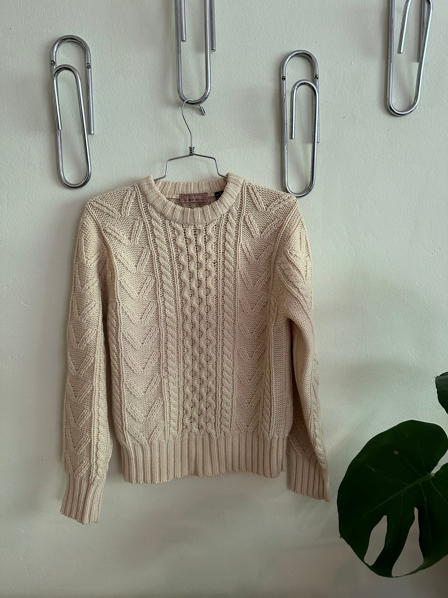 70s White Wool Fisherman Sweater