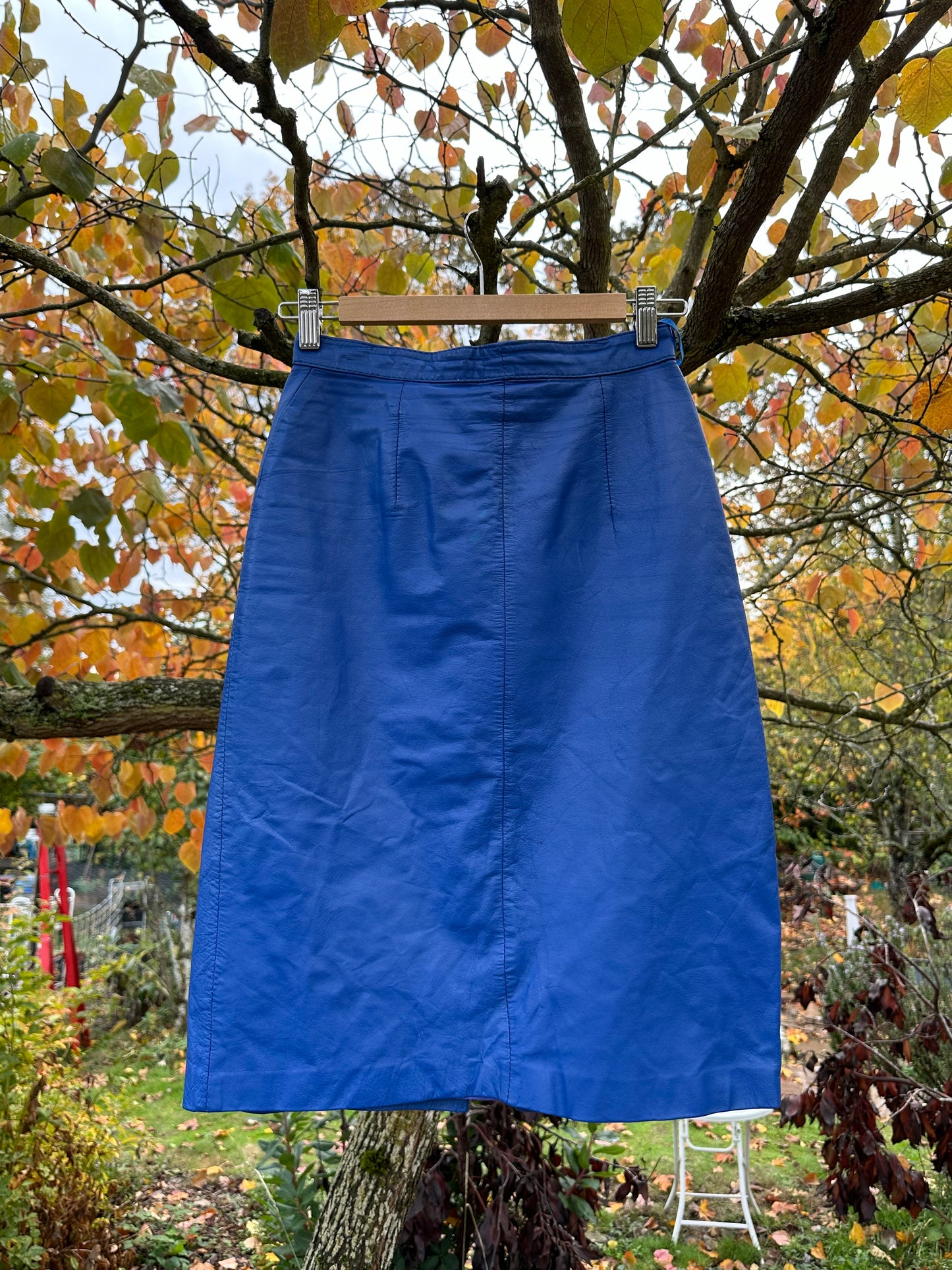 80s/90s Blue Leather Skirt