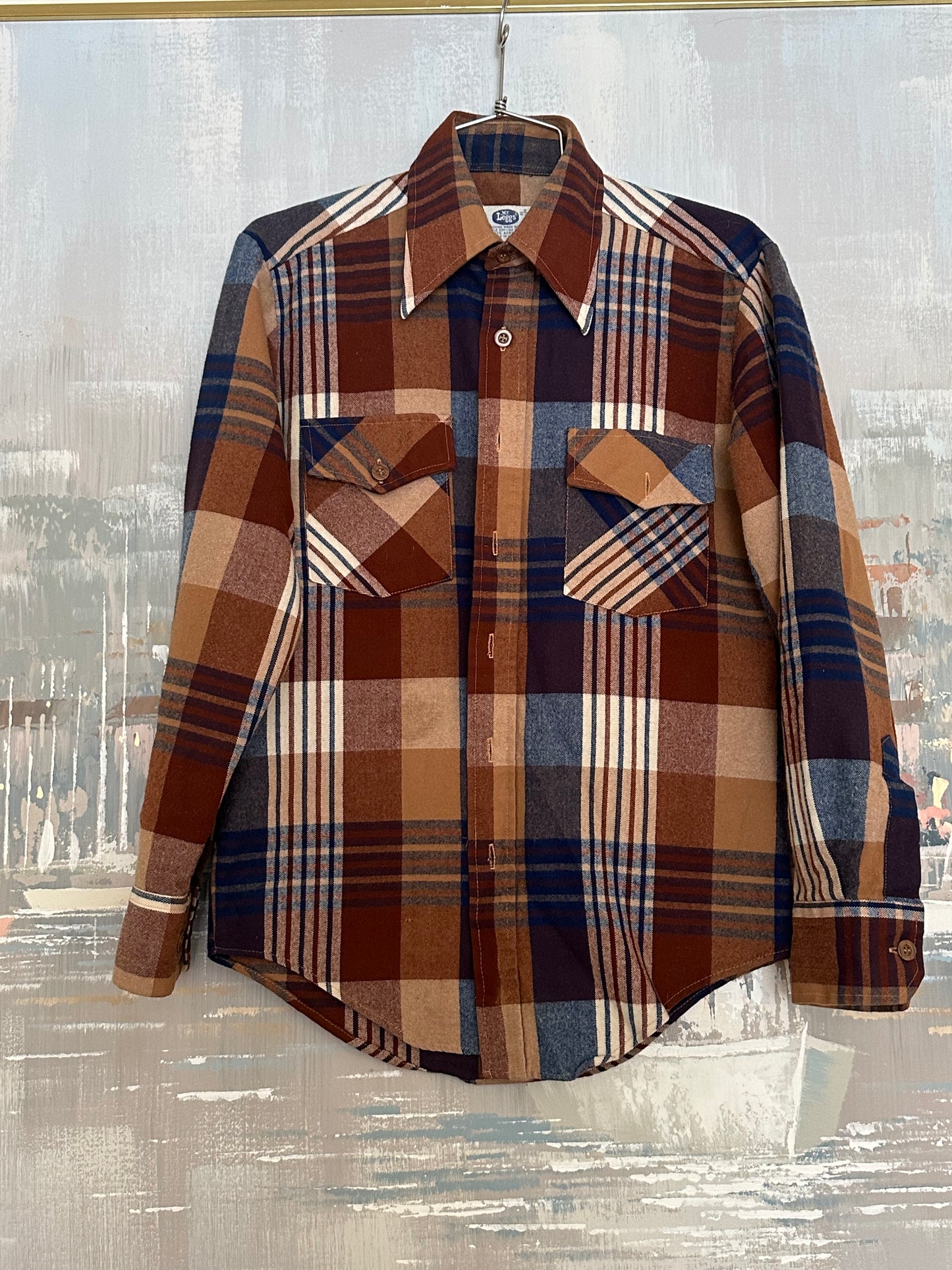 70s Brown Plaid Flannel