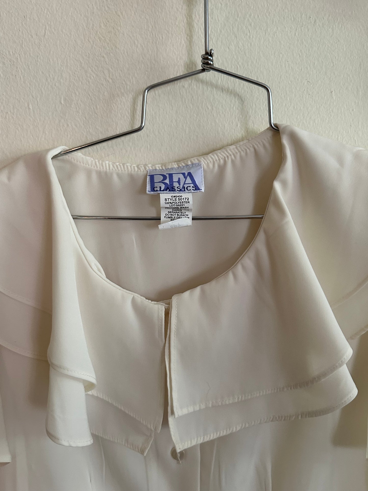 90s White Ruffle Blouse