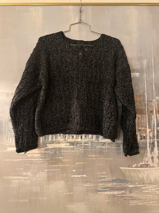 Y2K cropped Grey Henley sweater -limited
