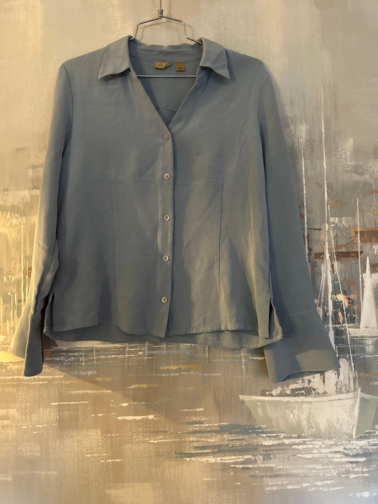 90s Blue Silk Shirt