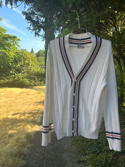 60s White Preppy Cardigan