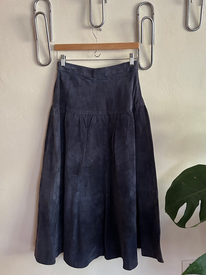 70s/80s Blue Suede Drop Waist Skirt