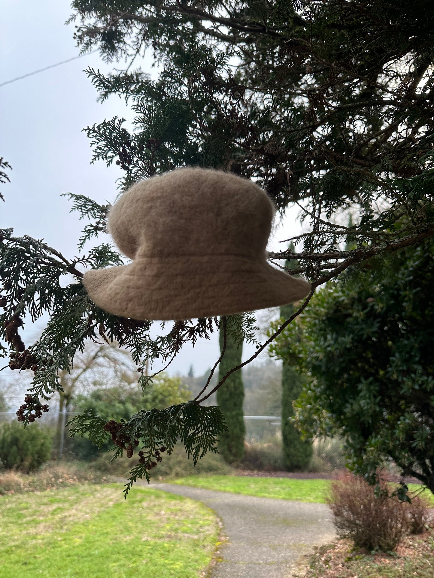 Vintage Tan Fuzzy Bucket Hat