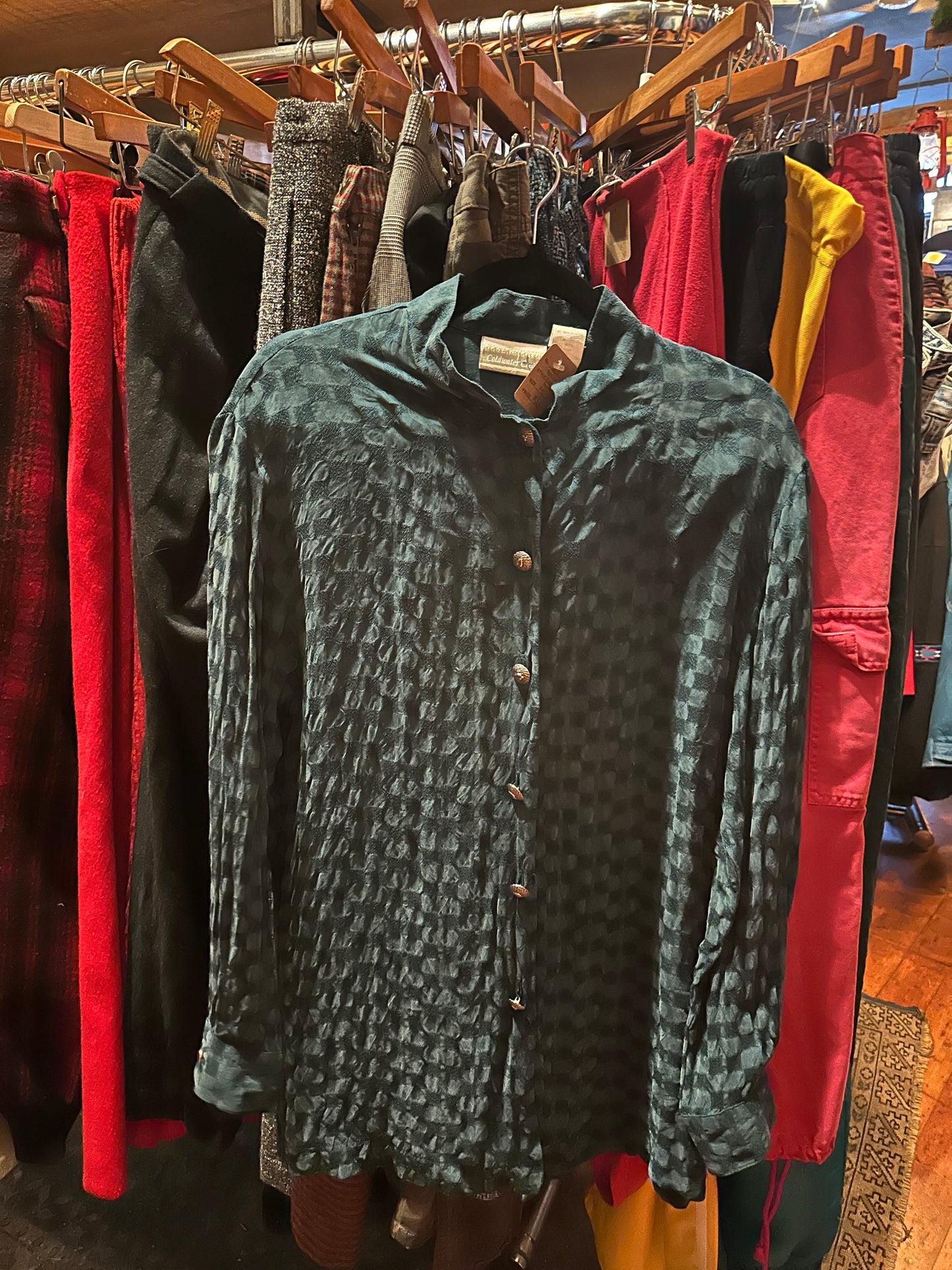 90s Teal Silk Shirt