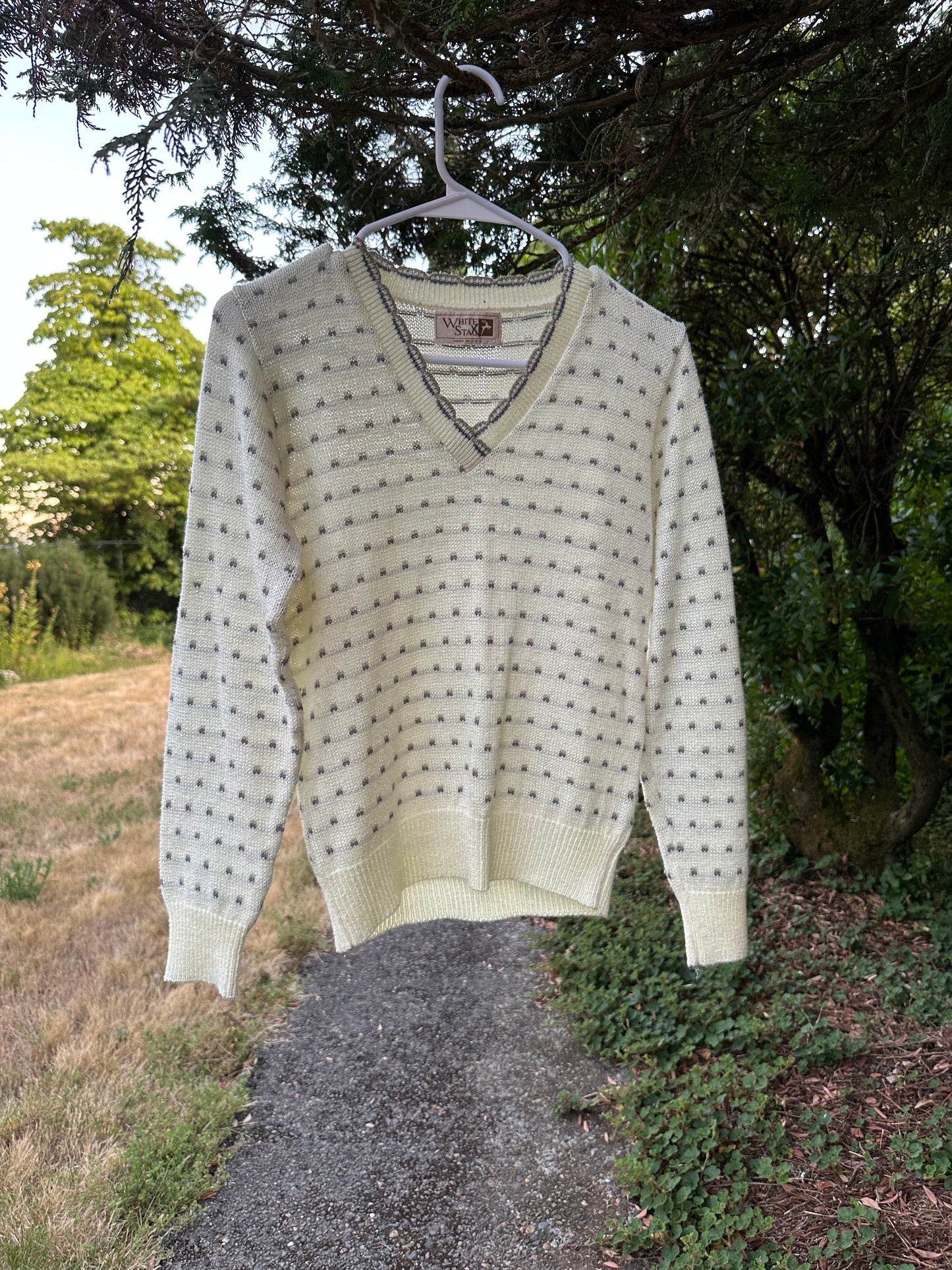 80s White Polka Dot Sweater