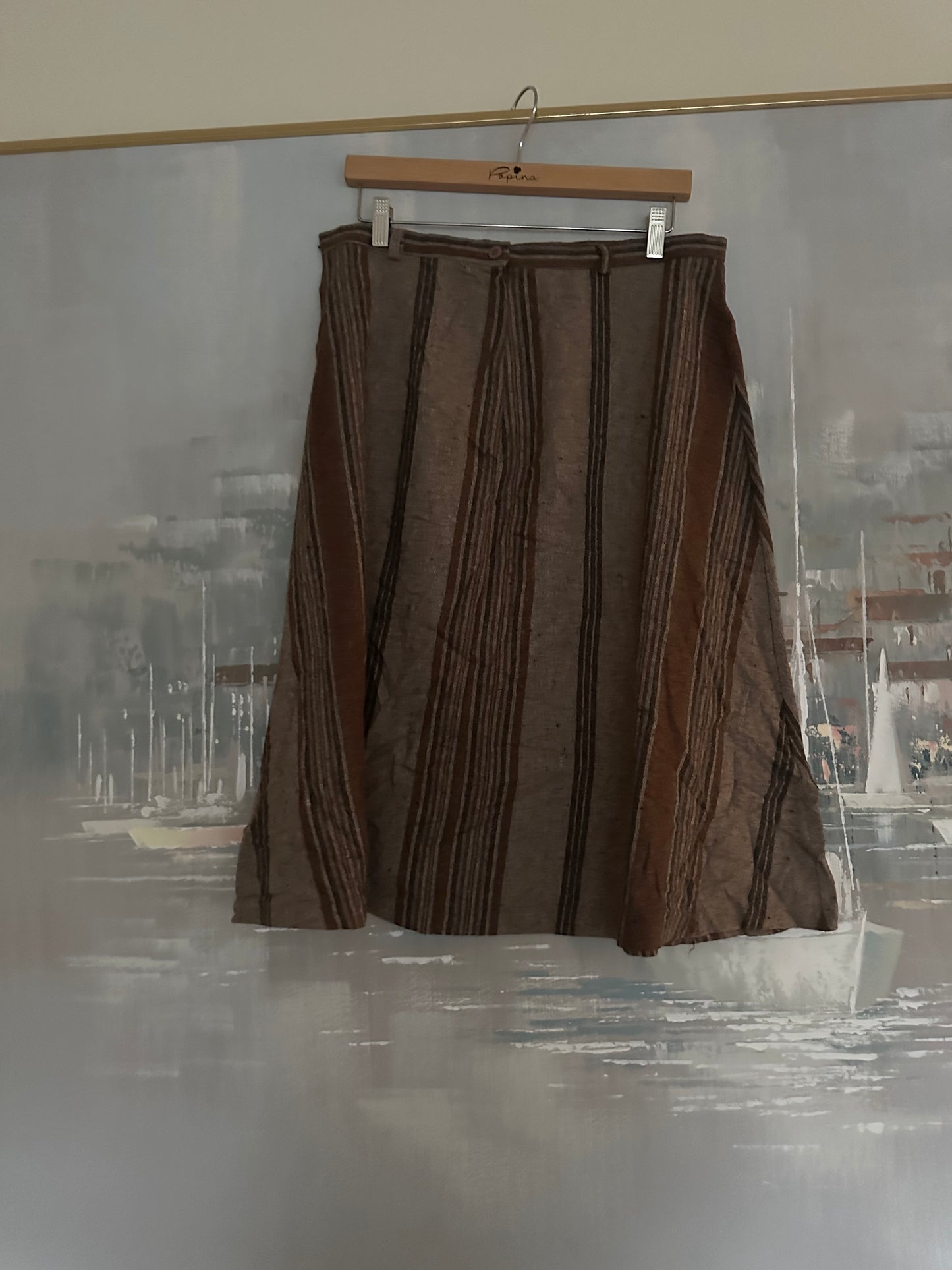 Vintage brown stripe wool skirt