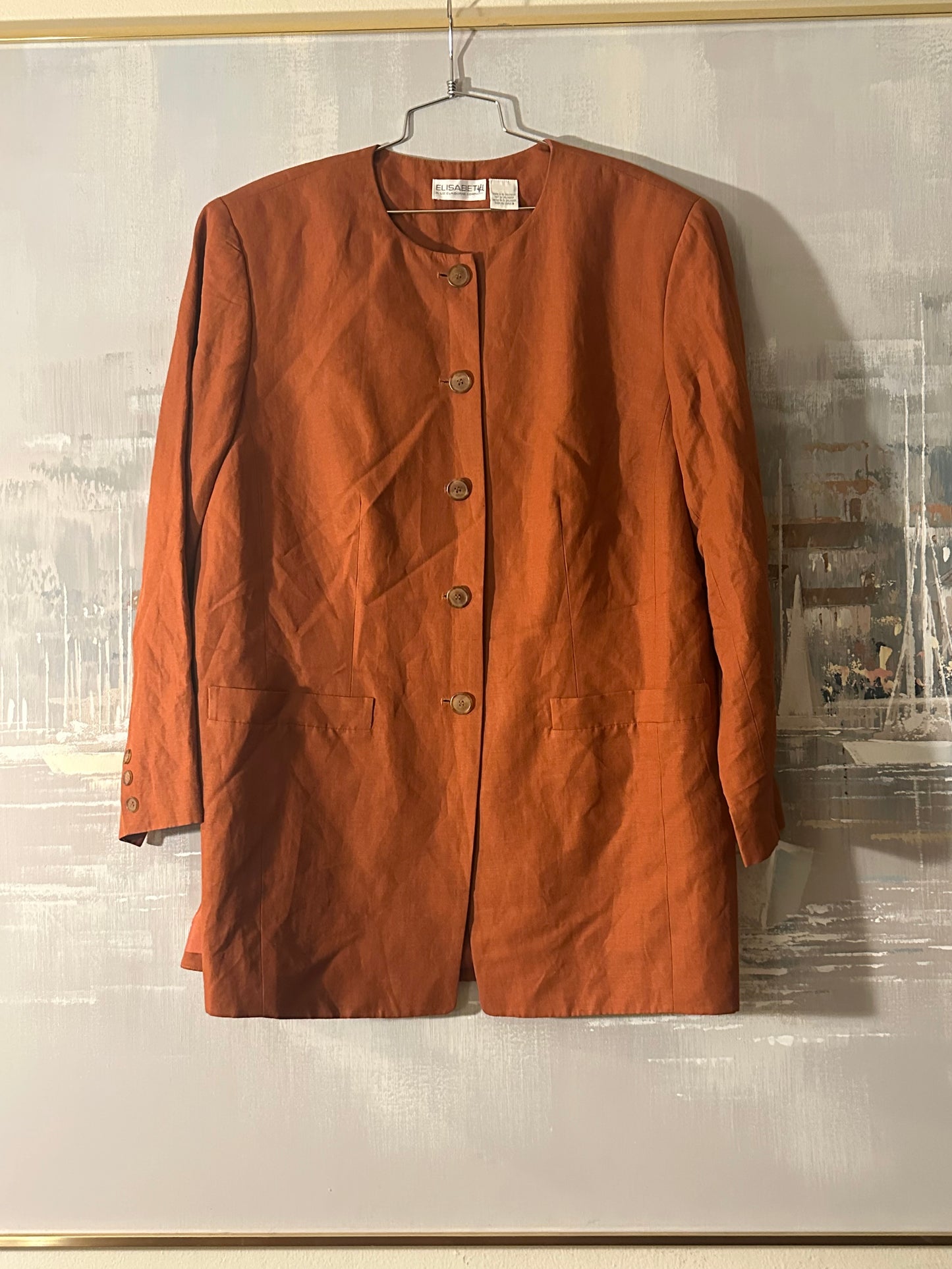 80s/90s orange linen blend jacket—Elizabeth