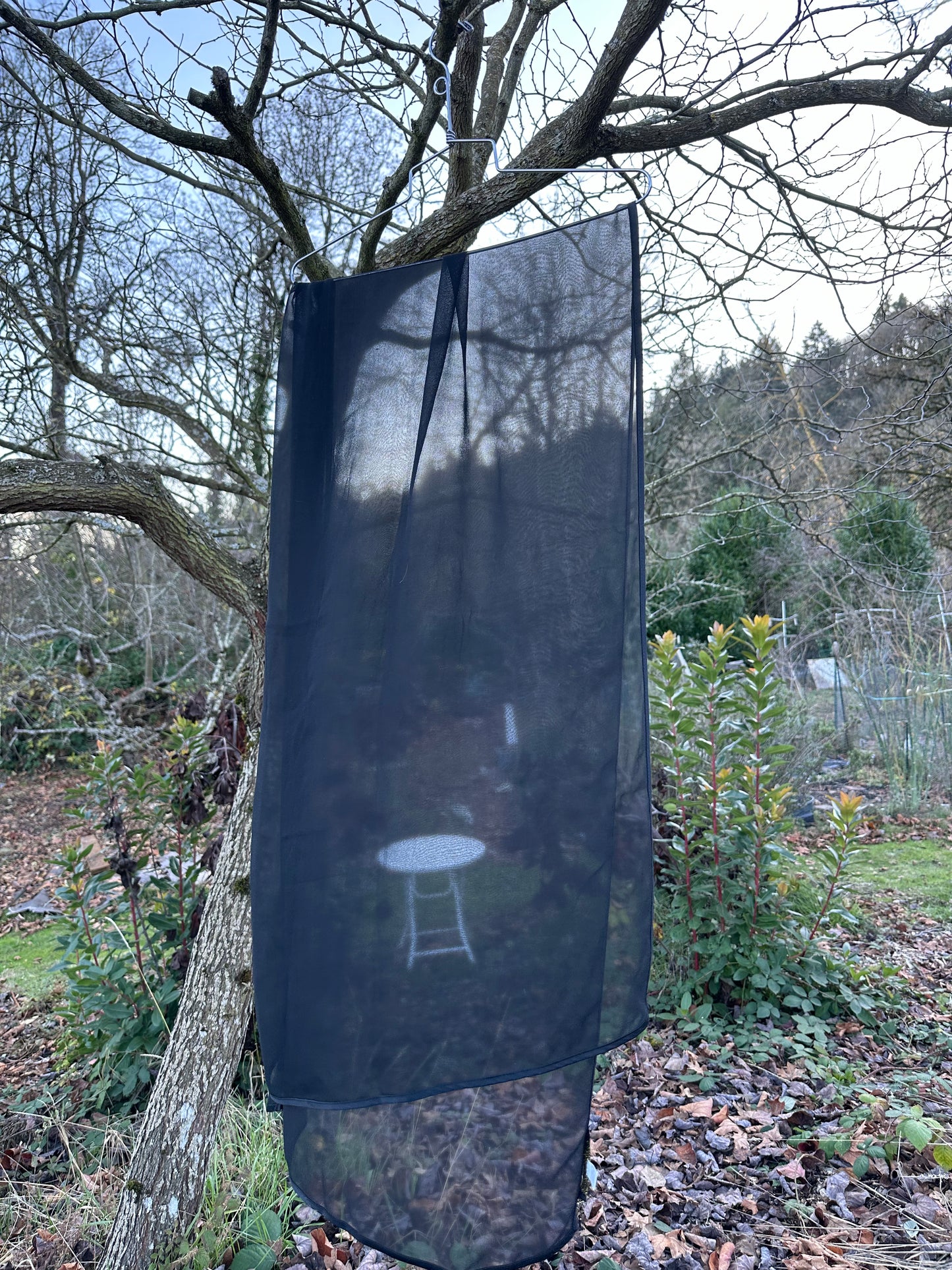 90s Black Silk Sheer Shawl Scarf