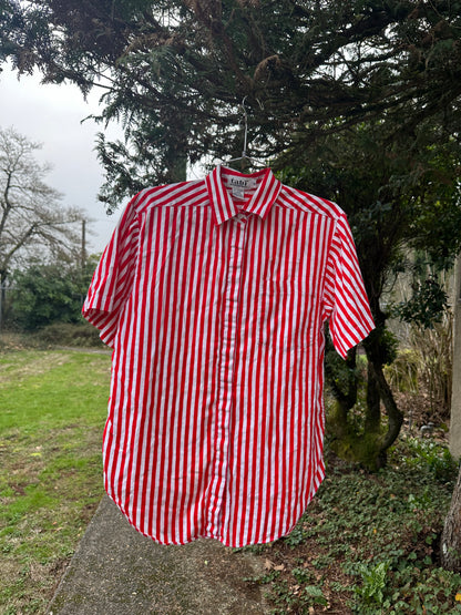 90s Red cotton Stripe Shirt