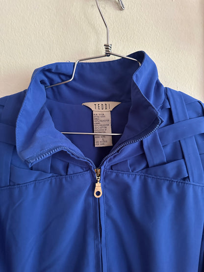 80s/90s Blue Windbreaker with Lattice Sleeves