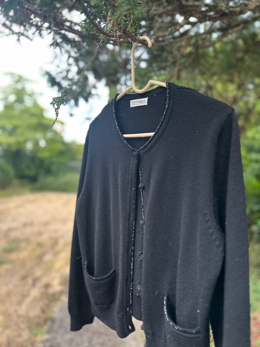 90s Black Sparkle Cardigan— Liz Clairborne
