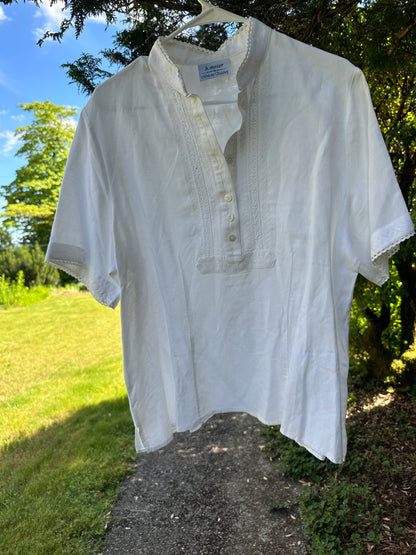 White Linen embroidered Shirt