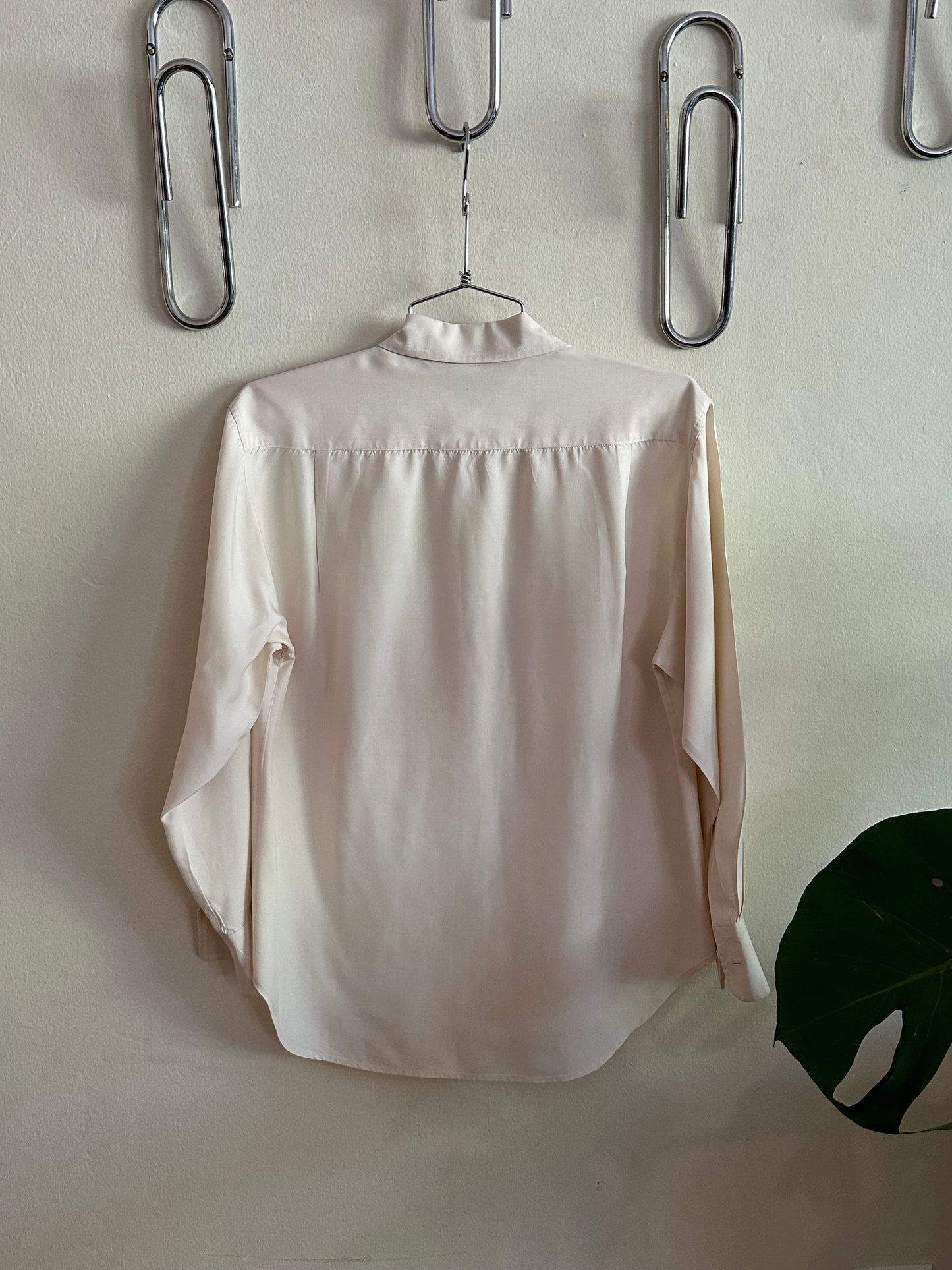 90s White Silk Button Down Shirt