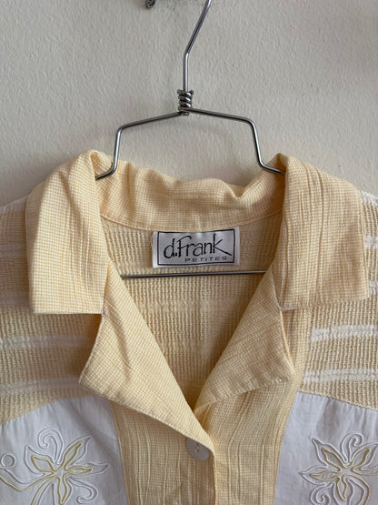 80s Yellow Cropped Bowling Shirt