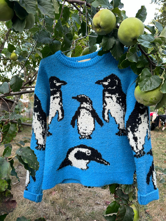 90s Blue Penguin Sweater