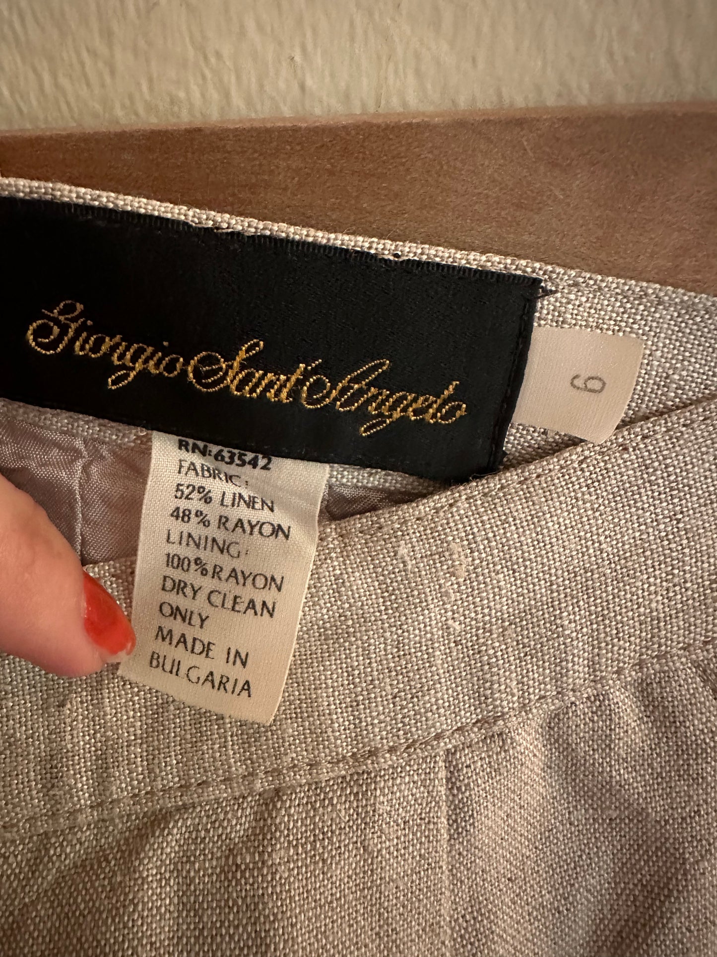 Tan Linen Blend Capris