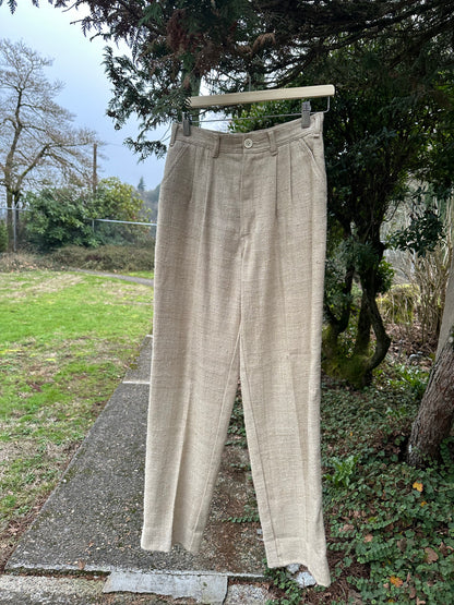 80s/90s Cream Raw Silk Pants