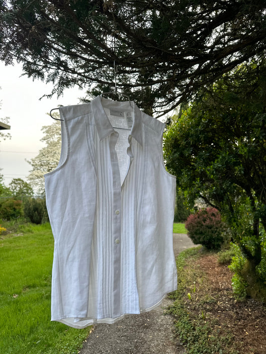 90s White Linen Tank Top