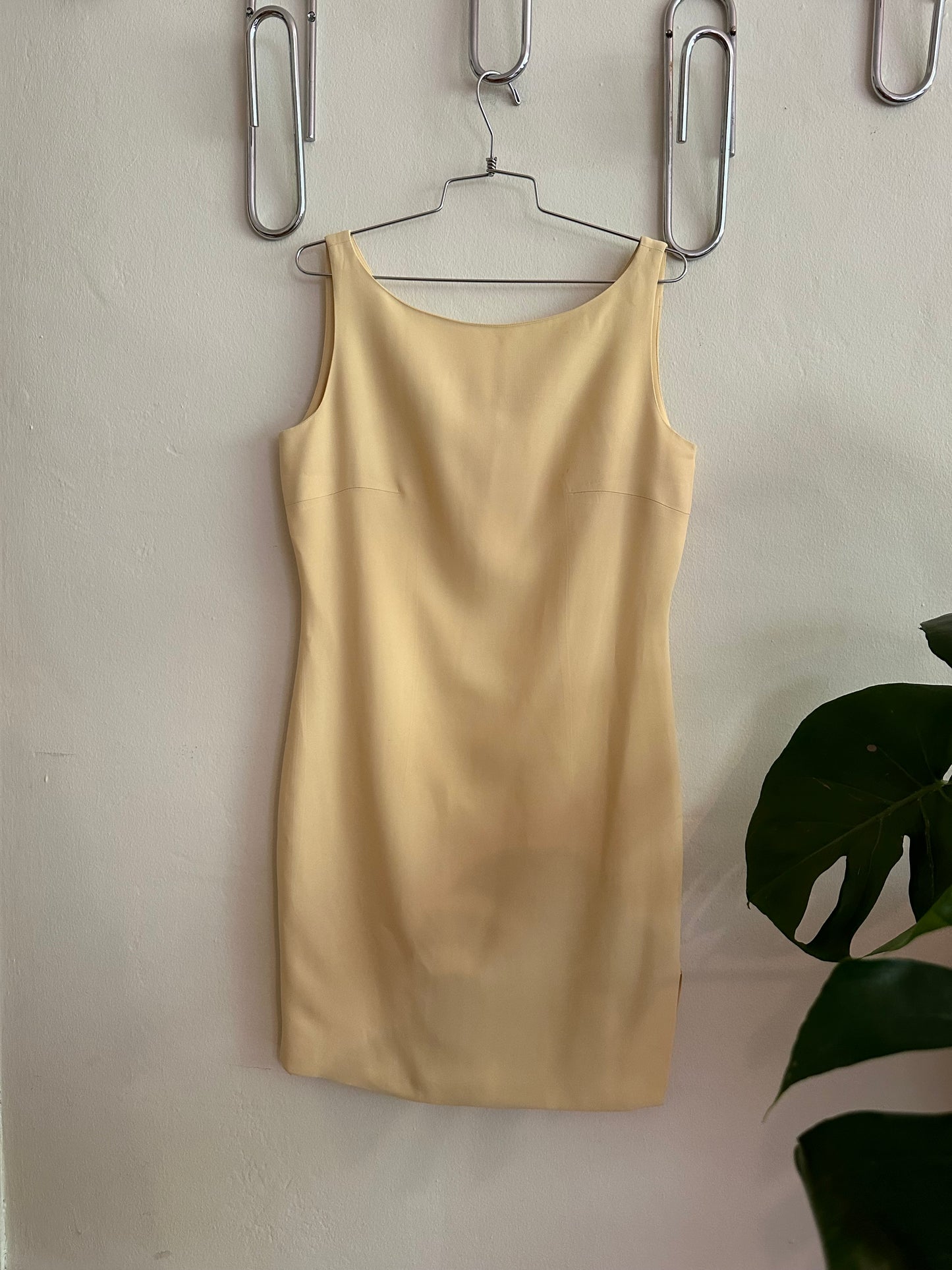 90s Yellow Boat Neck Dress