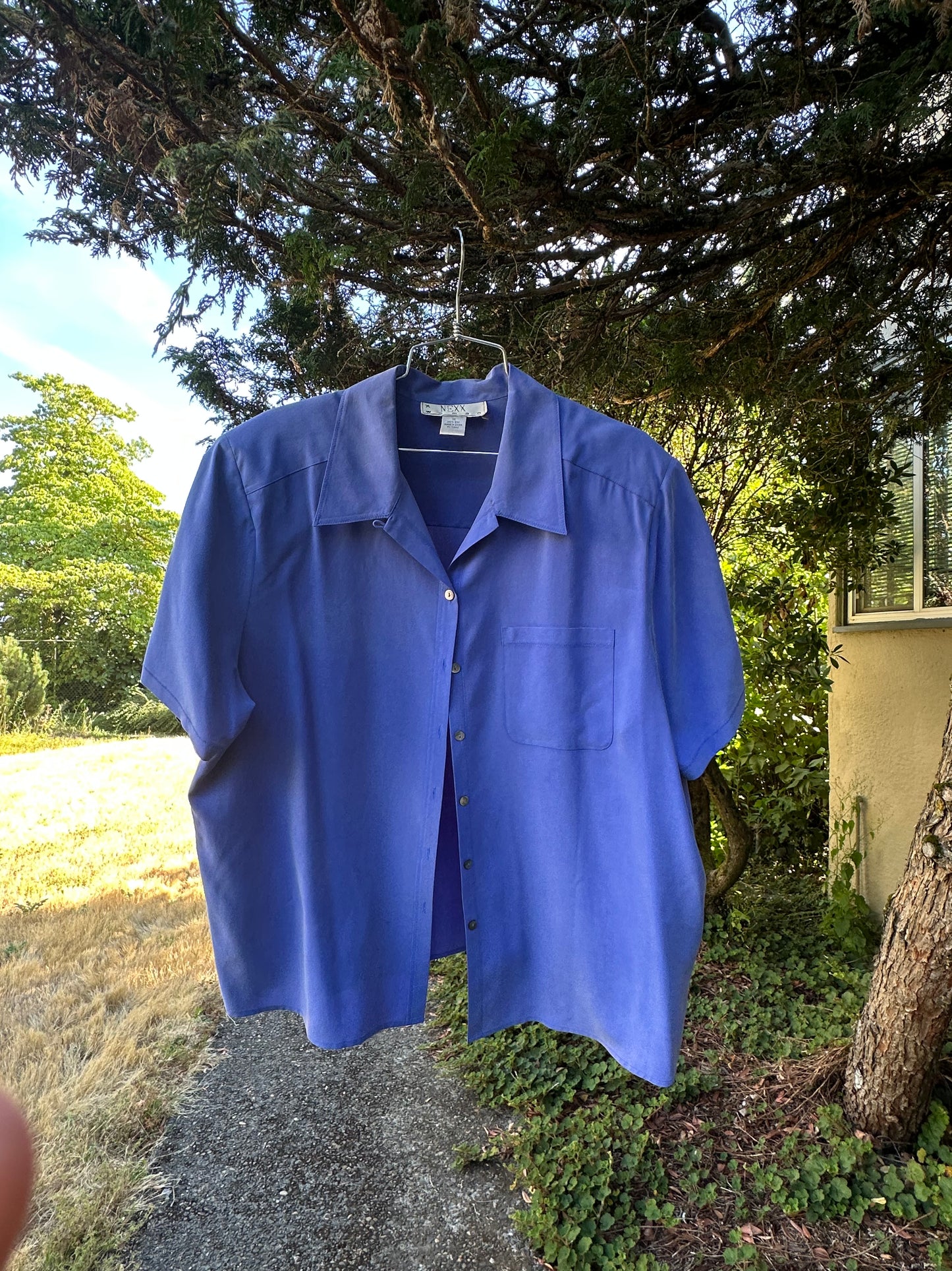 90s Blue Silk Shirt