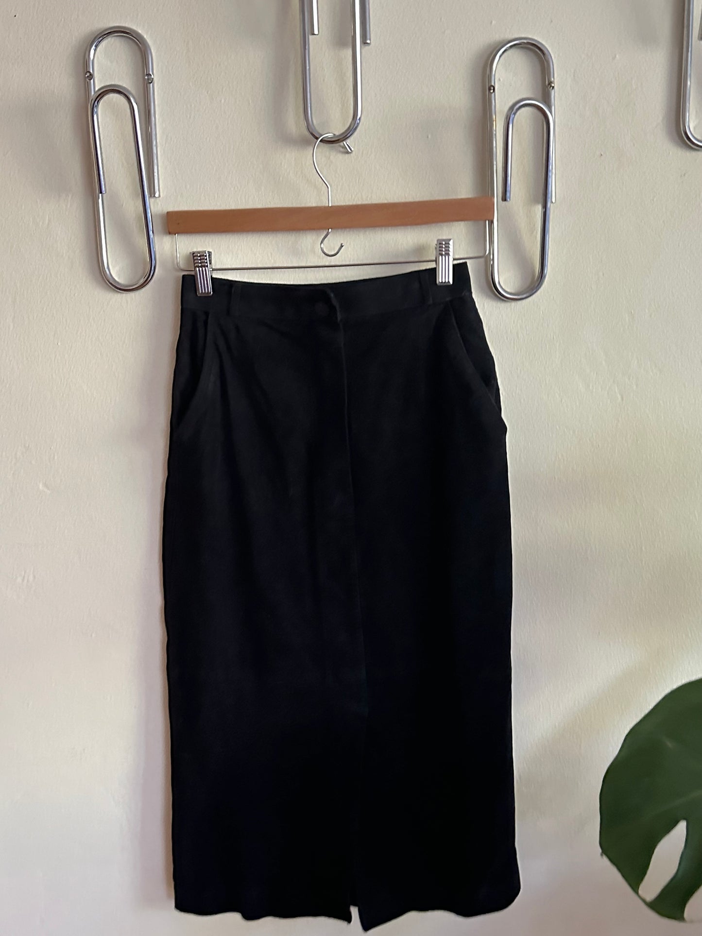 90s Black Suede Skirt