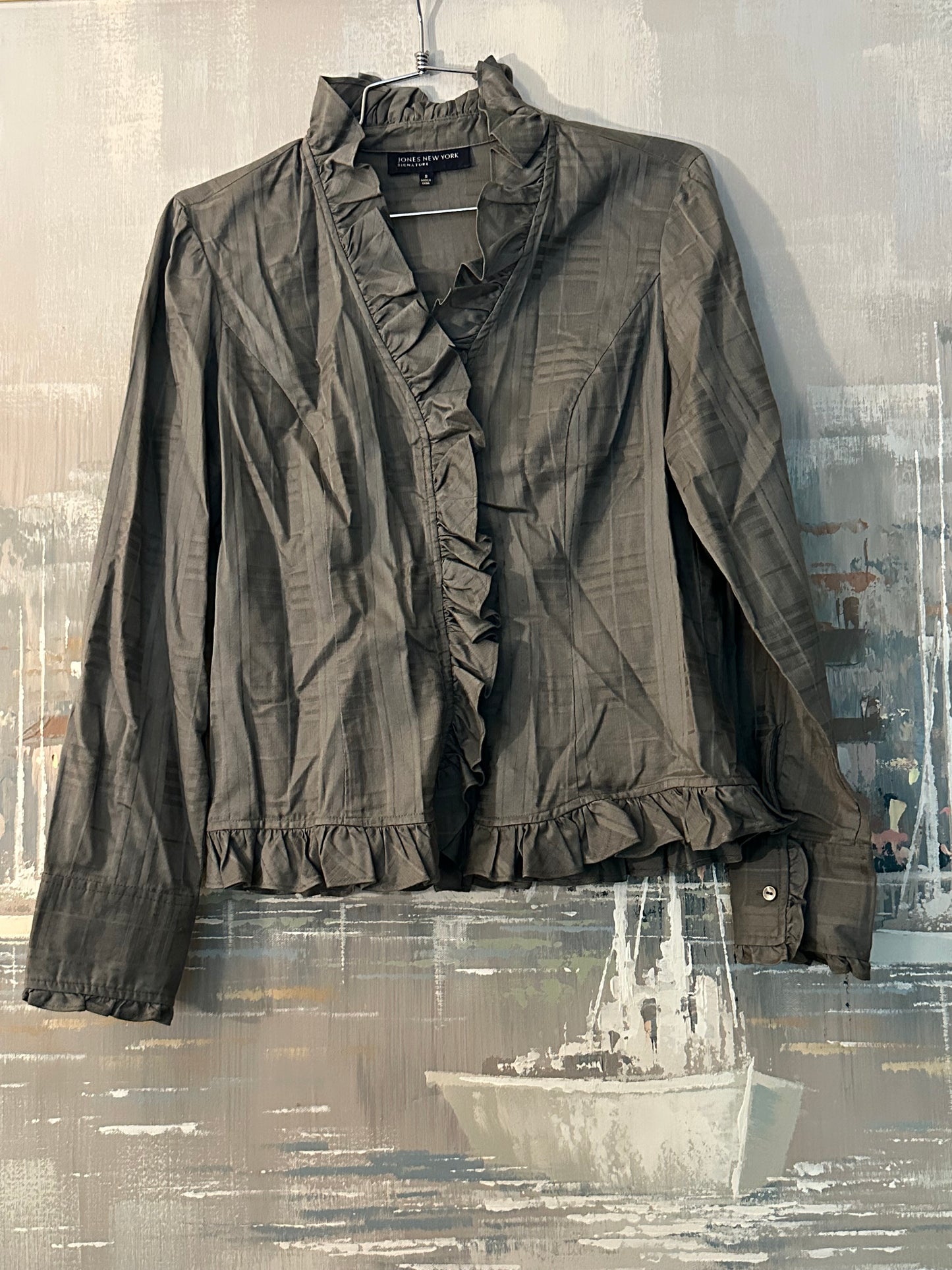 90s/ Y2K Grey Plaid Shirt - Jones New York