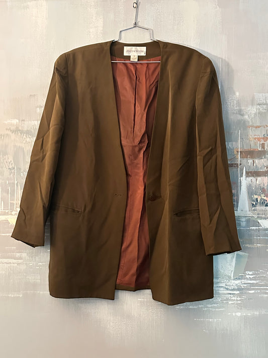 90s Green Silk Blazer - Jones New York
