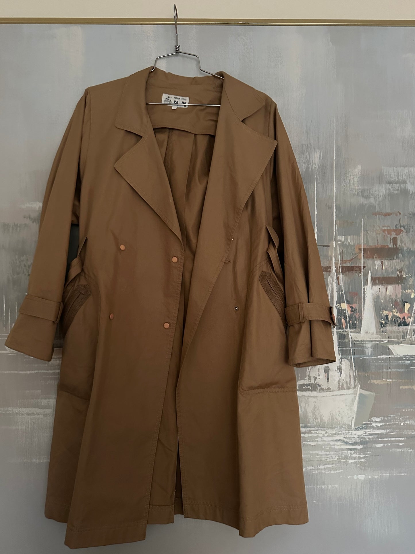 Vintage Tan Double Breasted Trench Coat